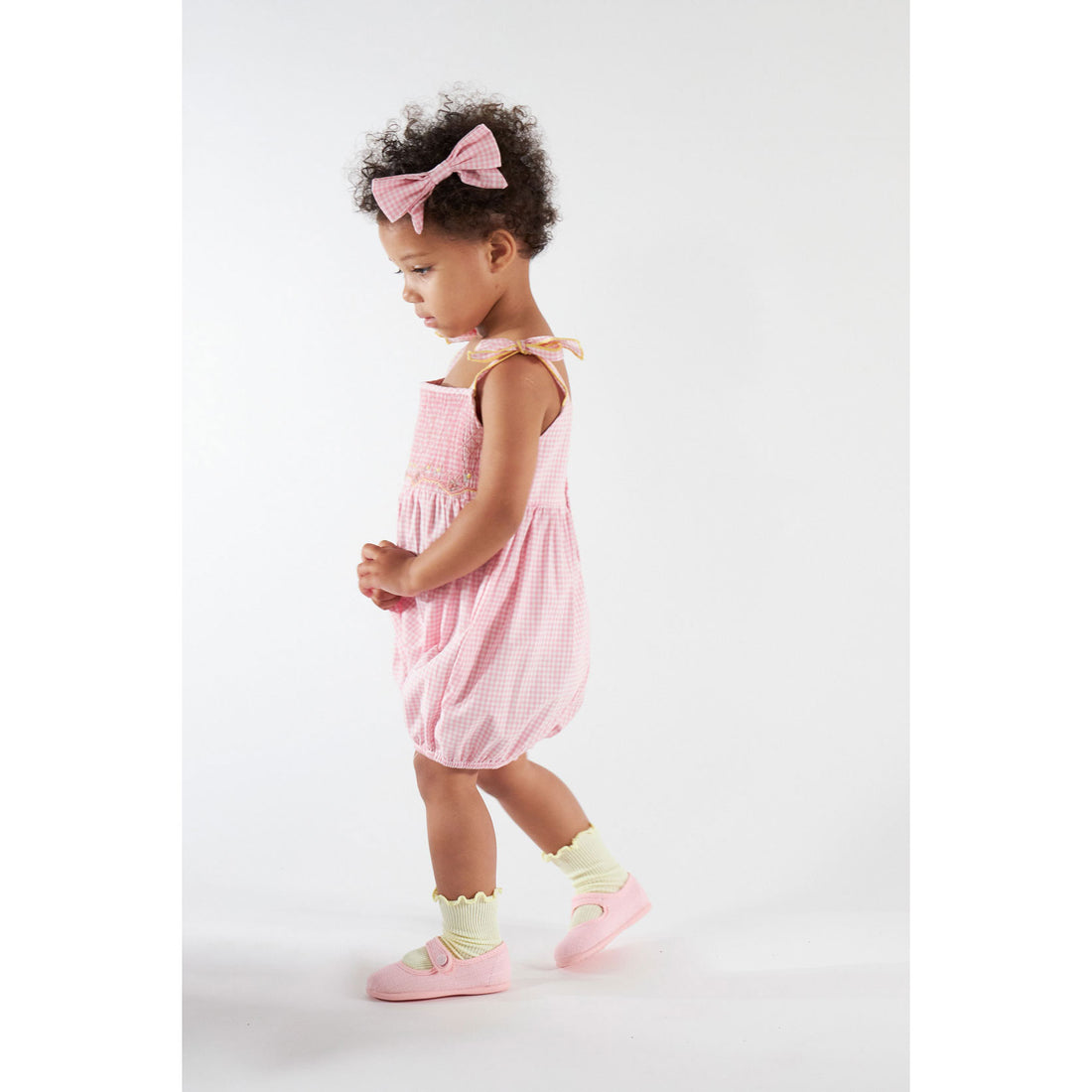 Kidiwi Candy Pink Gingham Francine Smocked Romper