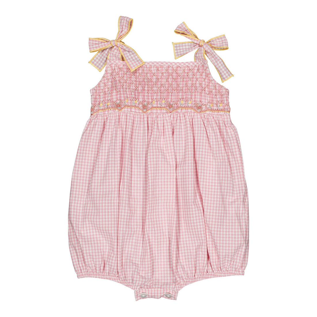 Kidiwi Candy Pink Gingham Francine Smocked Romper