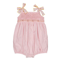 Kidiwi Candy Pink Gingham Francine Smocked Romper