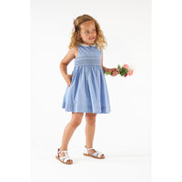 Kidiwi Porcelain Blue Plumetis Lxia Smocked Dress
