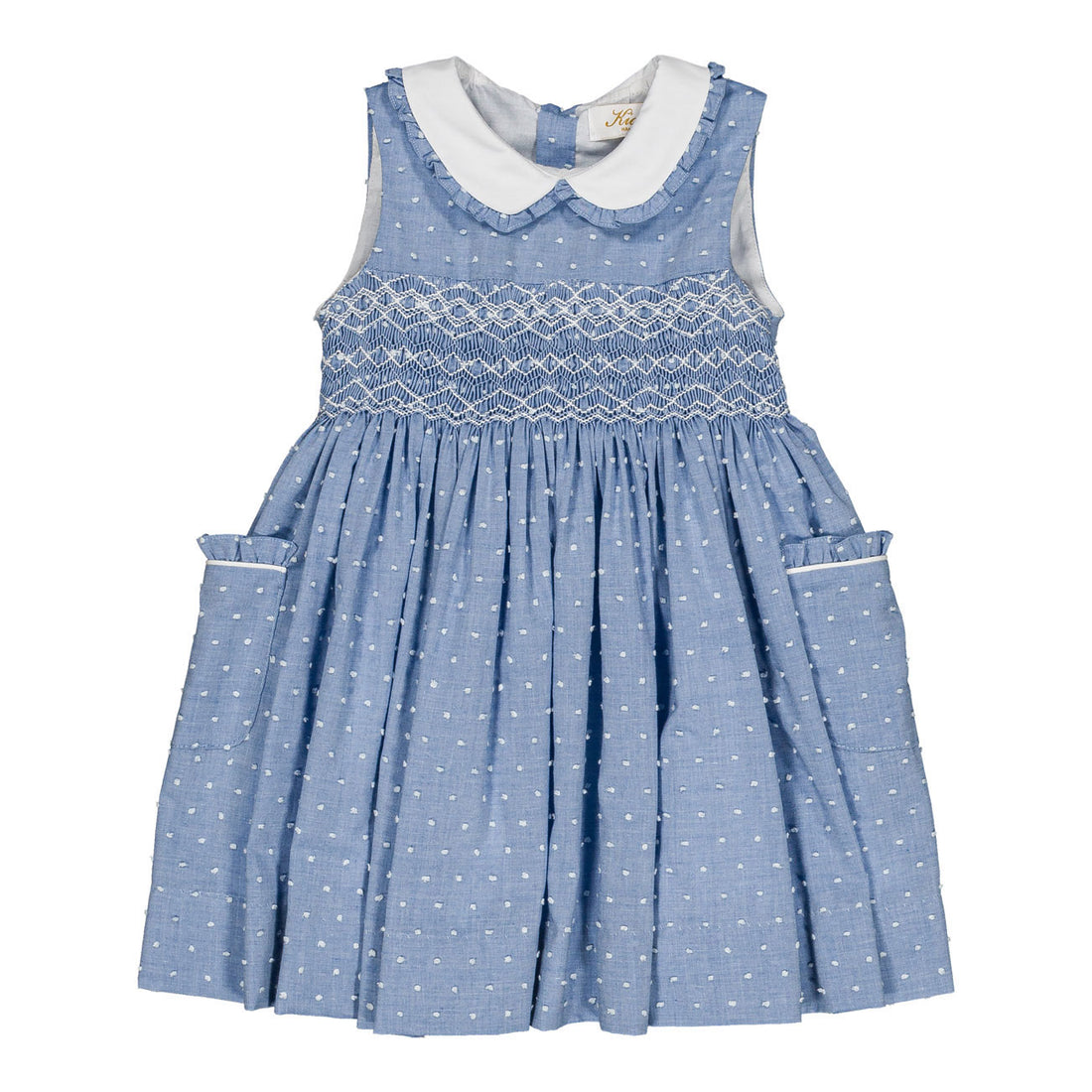 Kidiwi Porcelain Blue Plumetis Lxia Smocked Dress