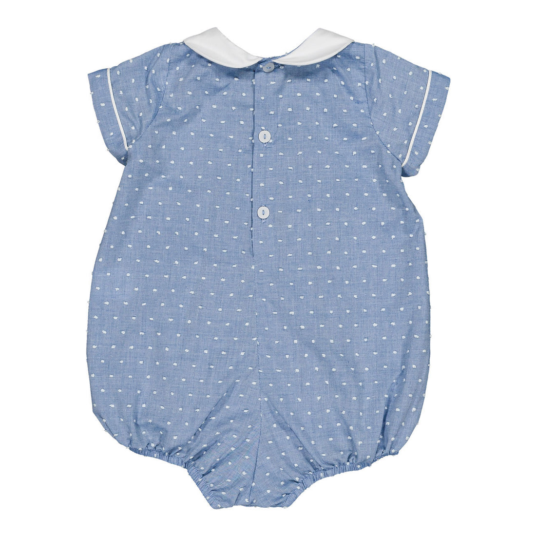 Kidiwi Porcelain Blue Plumetis Caleb Smocked Romper