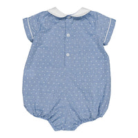 Kidiwi Porcelain Blue Plumetis Caleb Smocked Romper