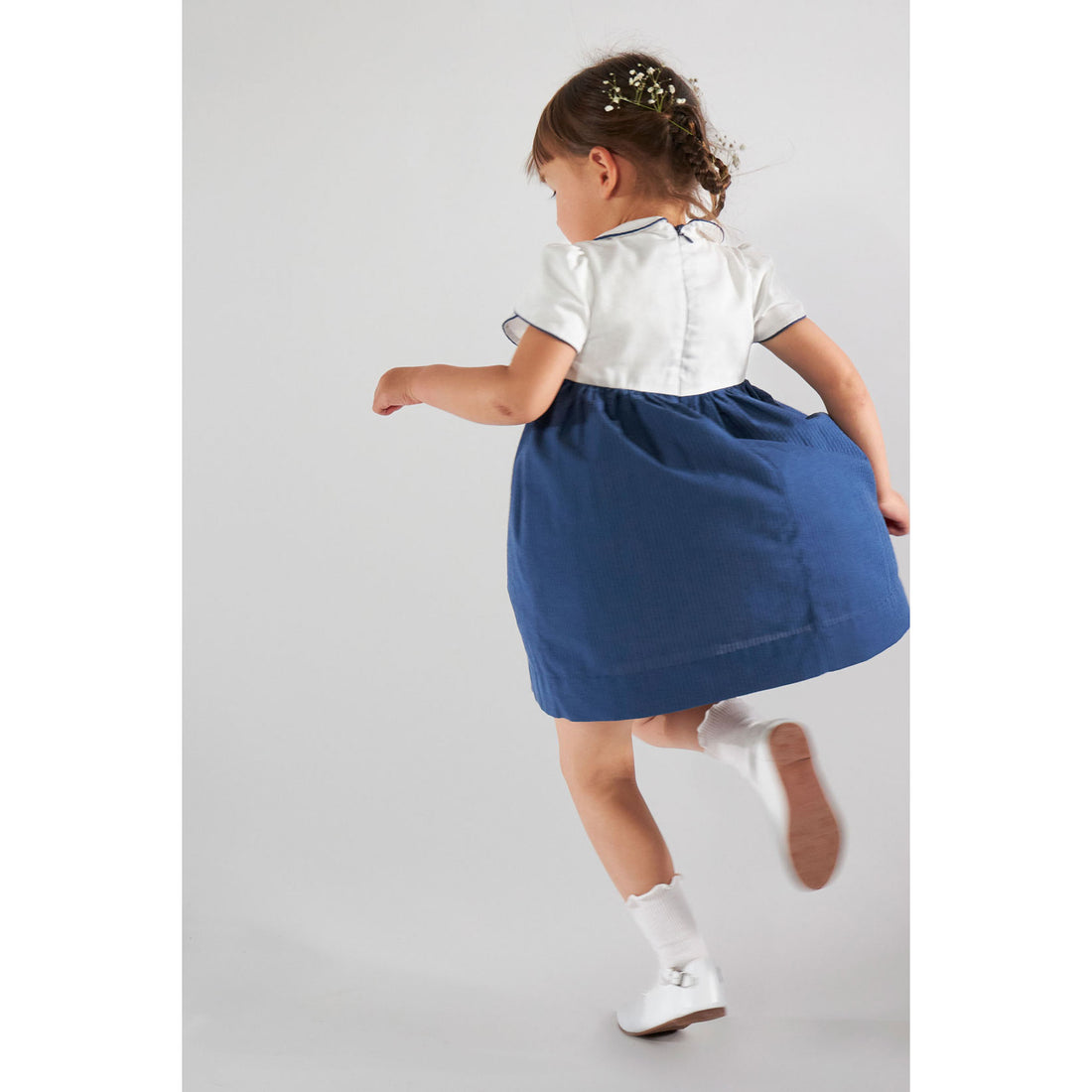 Kidiwi Navy Seersucker Celestine Dress