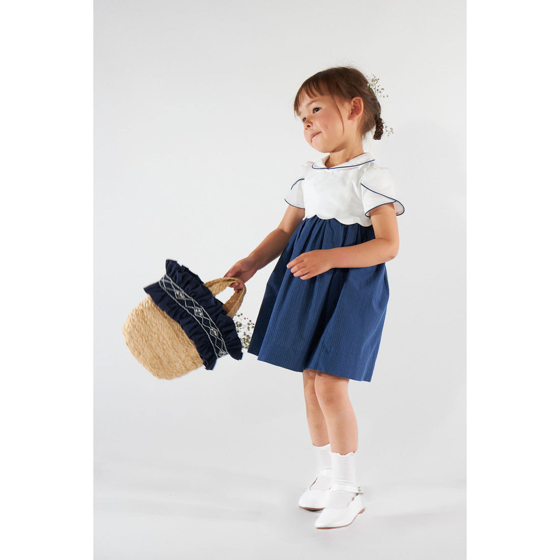 Kidiwi Navy Seersucker Celestine Dress