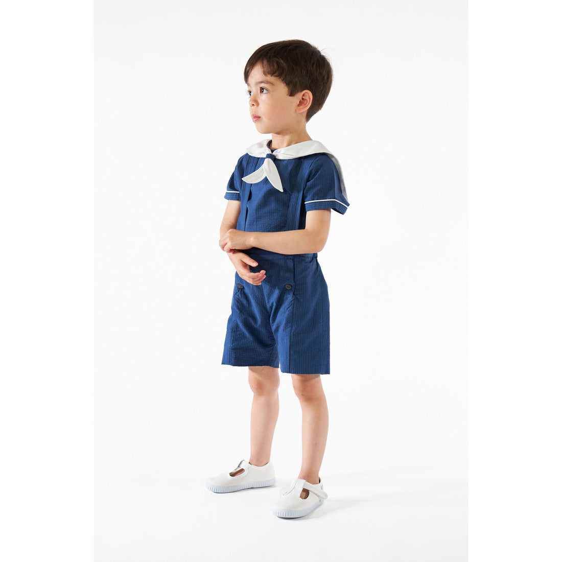 Kidiwi Navy Seersucker Eustache Shirt