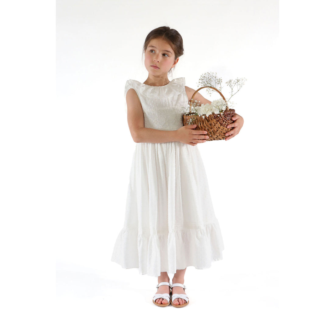 Kidiwi Off White Plumetis Melanie Smocked Dress