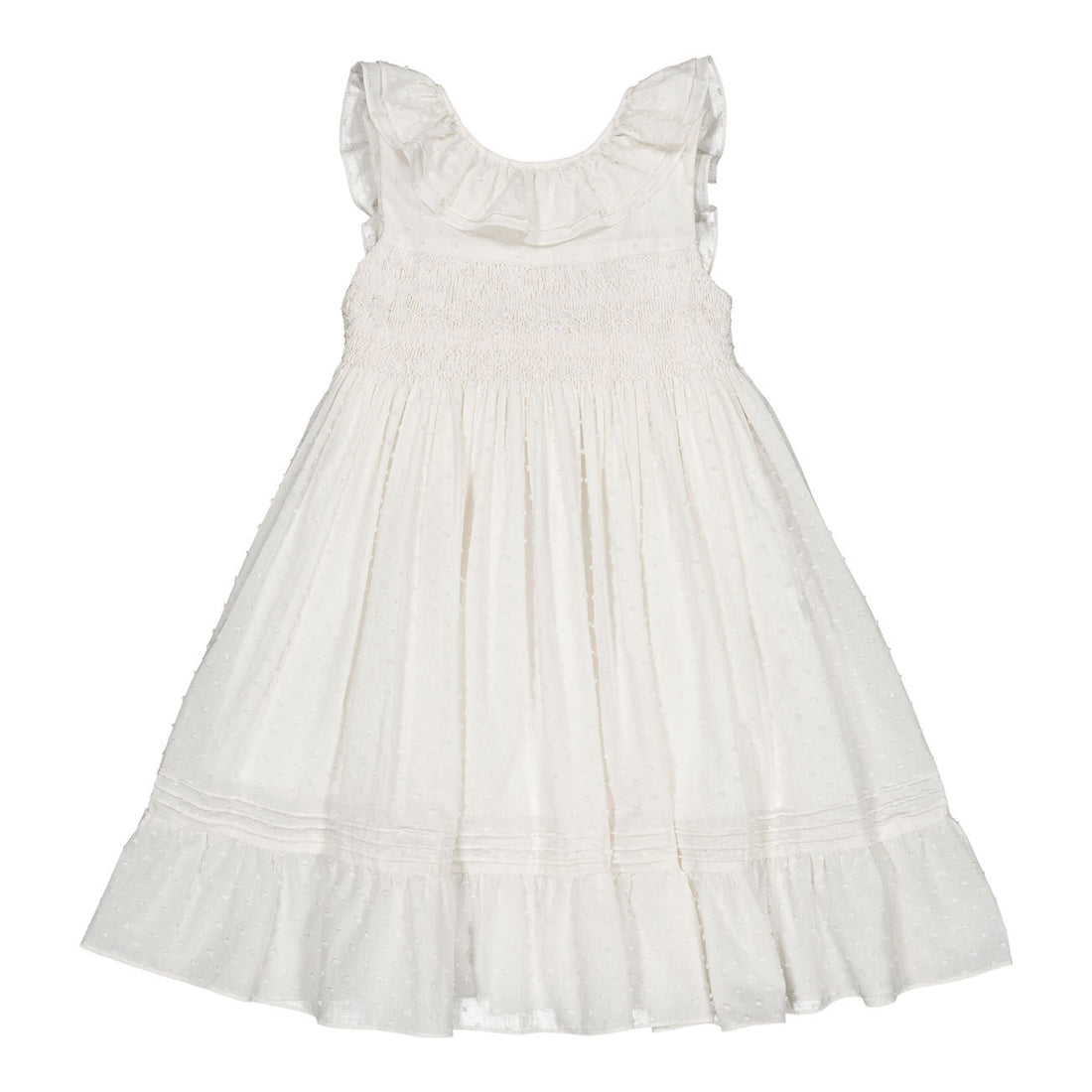 Kidiwi Off White Plumetis Melanie Smocked Dress