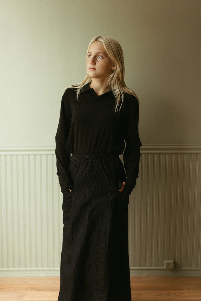 ELEMENTS Jet Black Cord Cargo Maxi Skirt