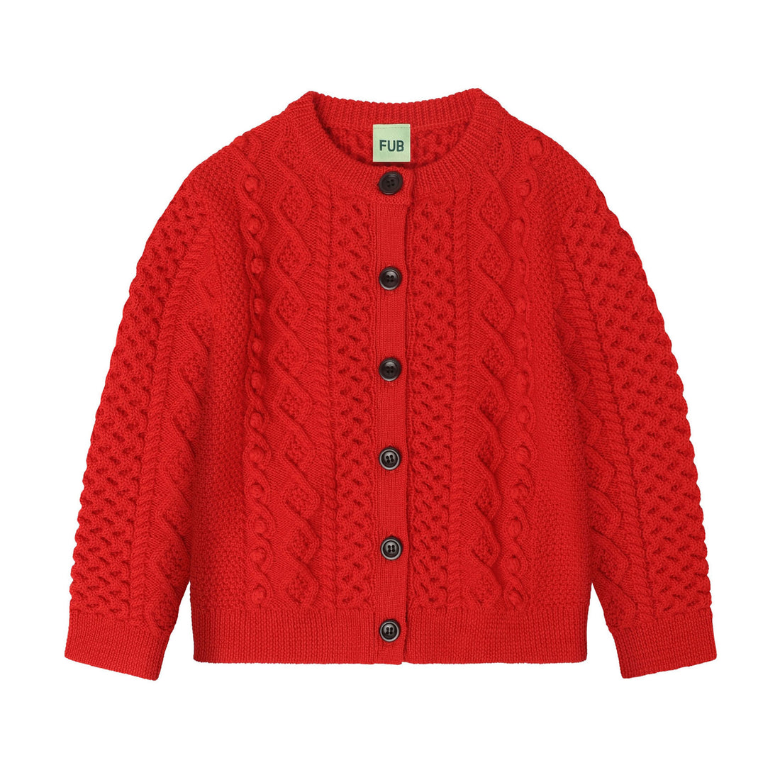 FUB Signal Red Aran Cardigan