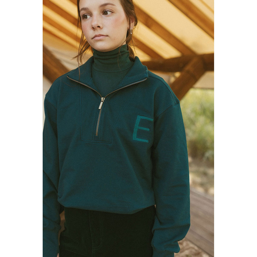 ELEMENTS Emerald Green Polo Half Zip Sweatshirt