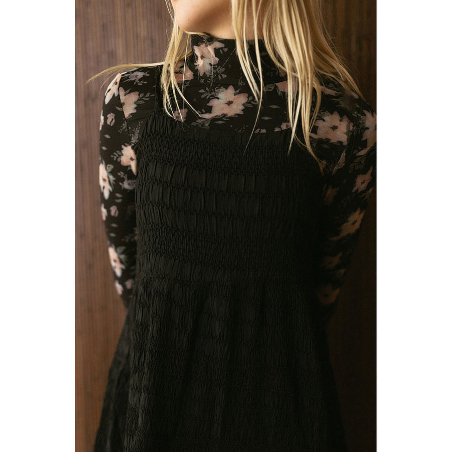 mesh floral turtleneck dress Afrm Shailene Floral Turtleneck Long Sleeve Mesh Dress In Sky Floral