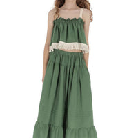 Belle Chiara Cactus Cotton Long Ruffle Skirt