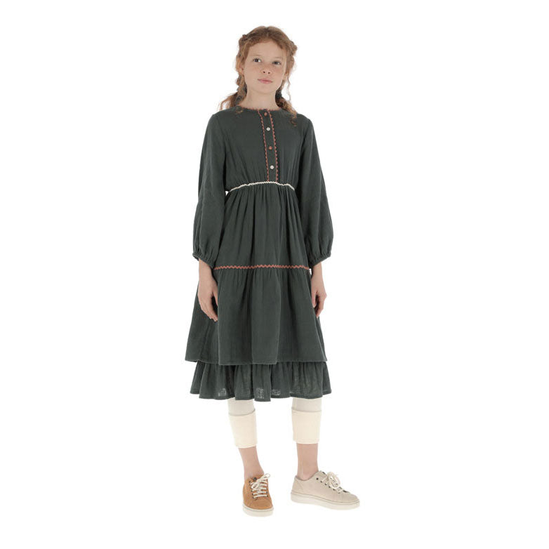 Belle Chiara Green Mousseline Zig Zag Dress