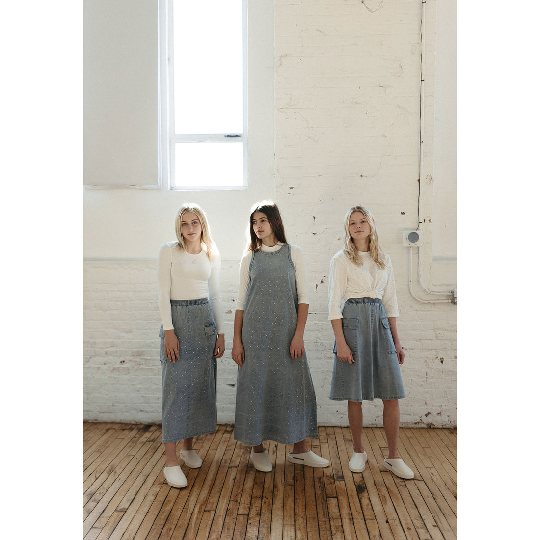 Elements Light Blue Rhinestone Maxi Cargo Skirt