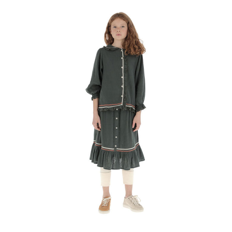 Belle Chiara Green Mousseline Botons Skirt