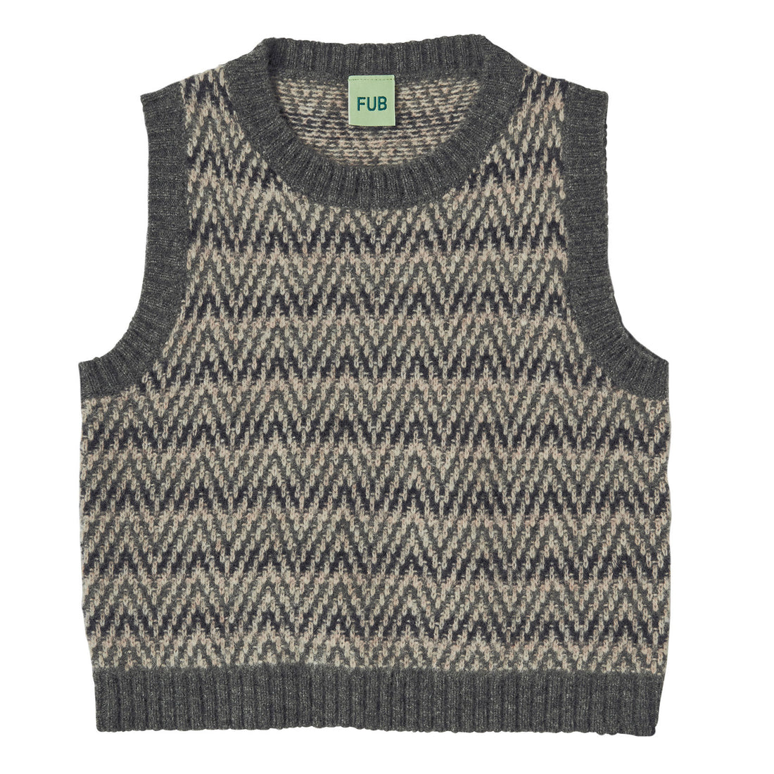FUB Grey Melange Lambswool Vest
