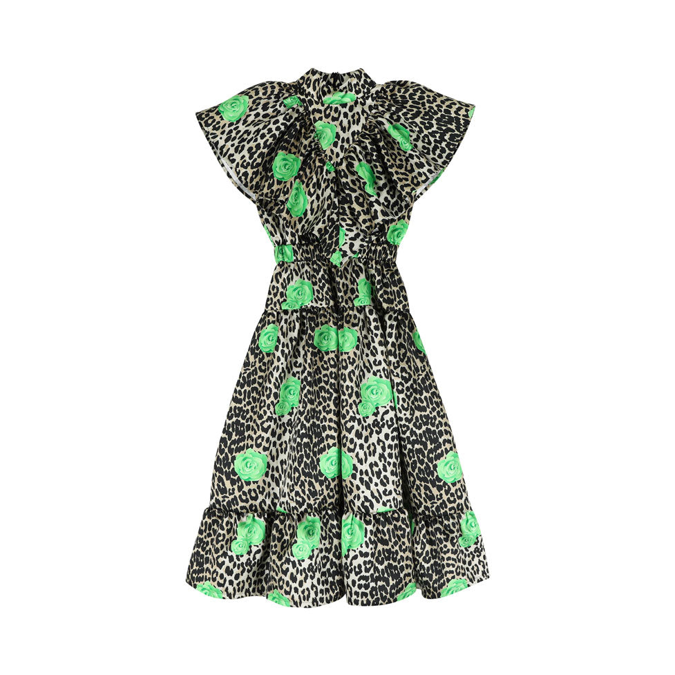 Caroline Bosmans Leopard Rose Gloss Dress