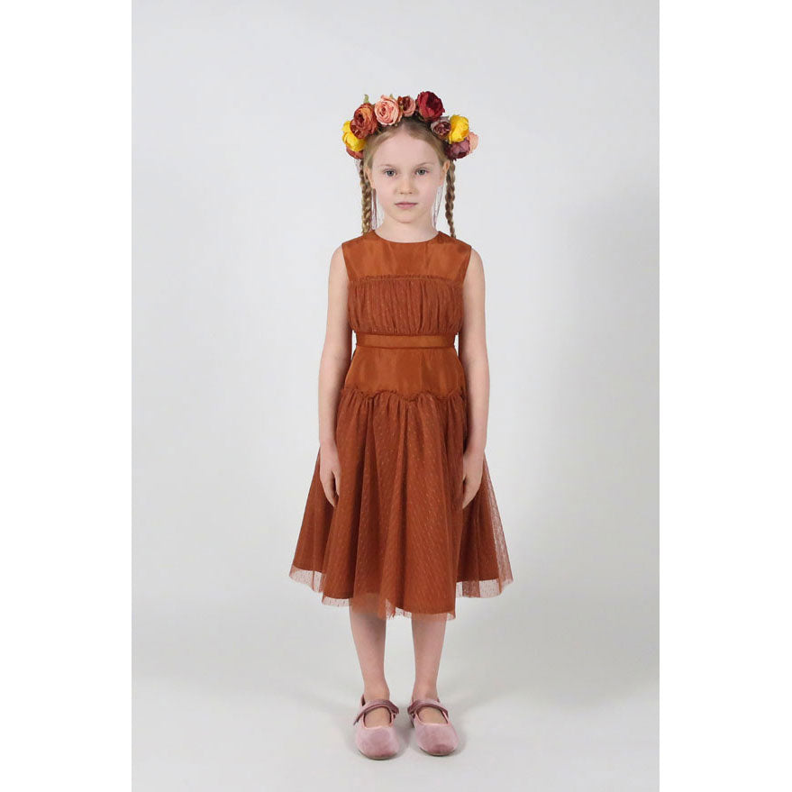 Tia Cibani Copper Tulle Overlay Party Dress