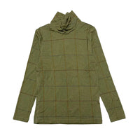 1984 Olive Plaid Printed Turtleneck