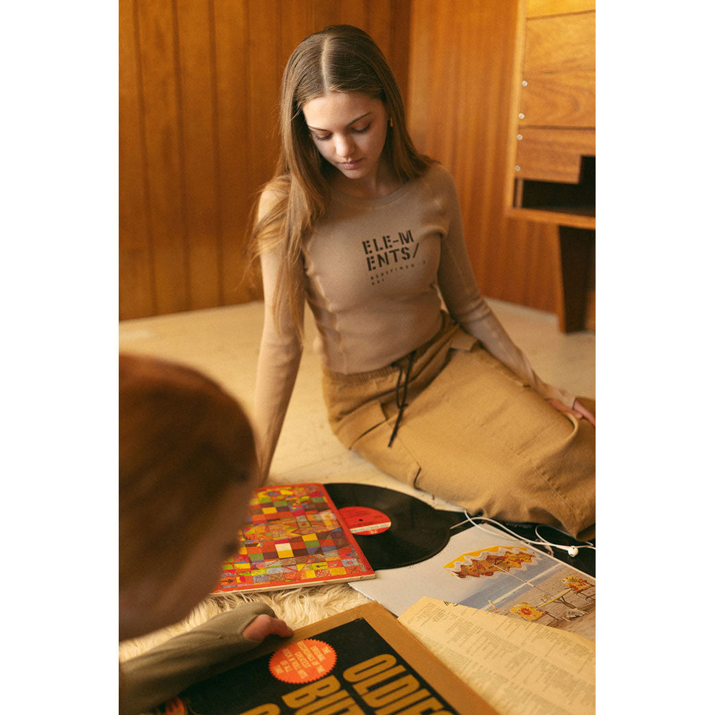 ELEMENTS Taupe Stamped Waffle Tee