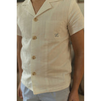 L by Ladida White Textured Grandpa Shirt