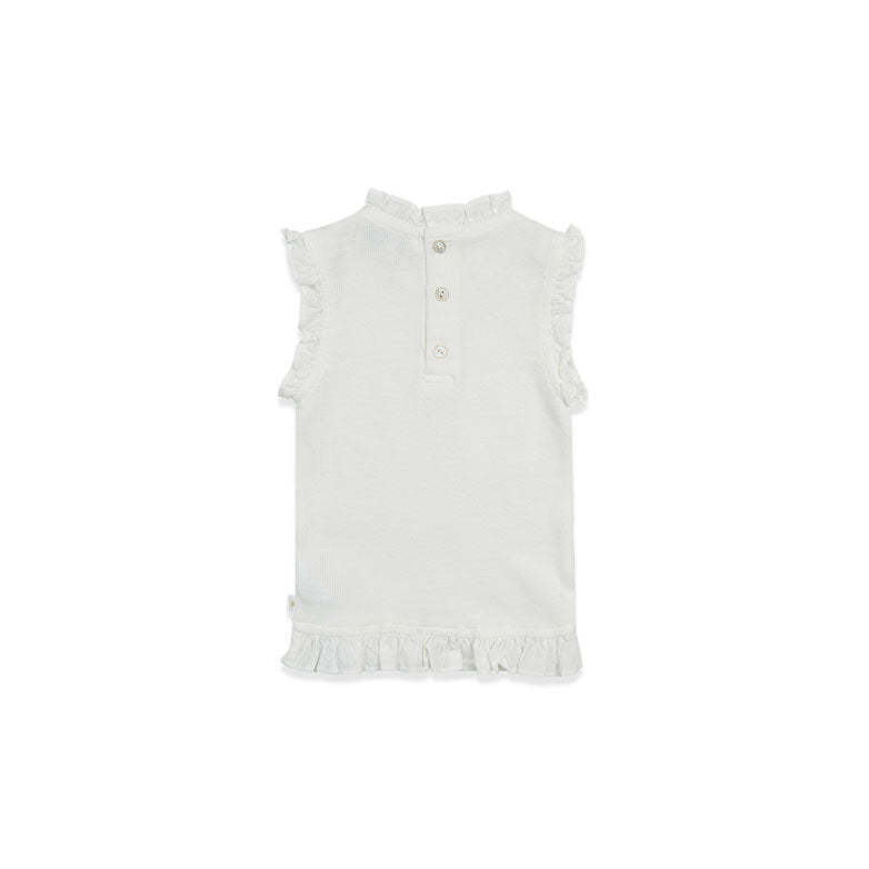 Bene Bene Off White Pure Sleeveless Frill Baby Tee