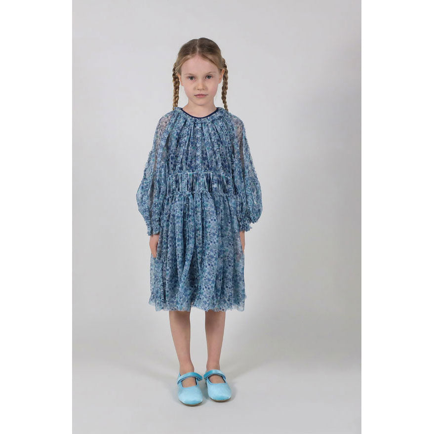Tia Cibani Denim Sasha Striped Tulle Gown