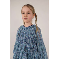 Tia Cibani Denim Sasha Striped Tulle Gown