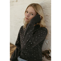 Elements Grey Wash Rhinestones Polo Sweatshirt