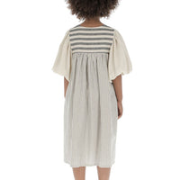 Belle Chiara Medium Grey Stripe Crossover Canesu Dress