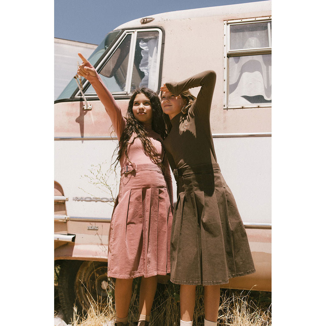 Clubhouse Pink Corduroy Belt Detail Pleated Skirt