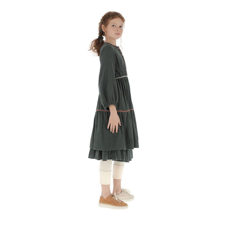 Belle Chiara Green Mousseline Zig Zag Dress