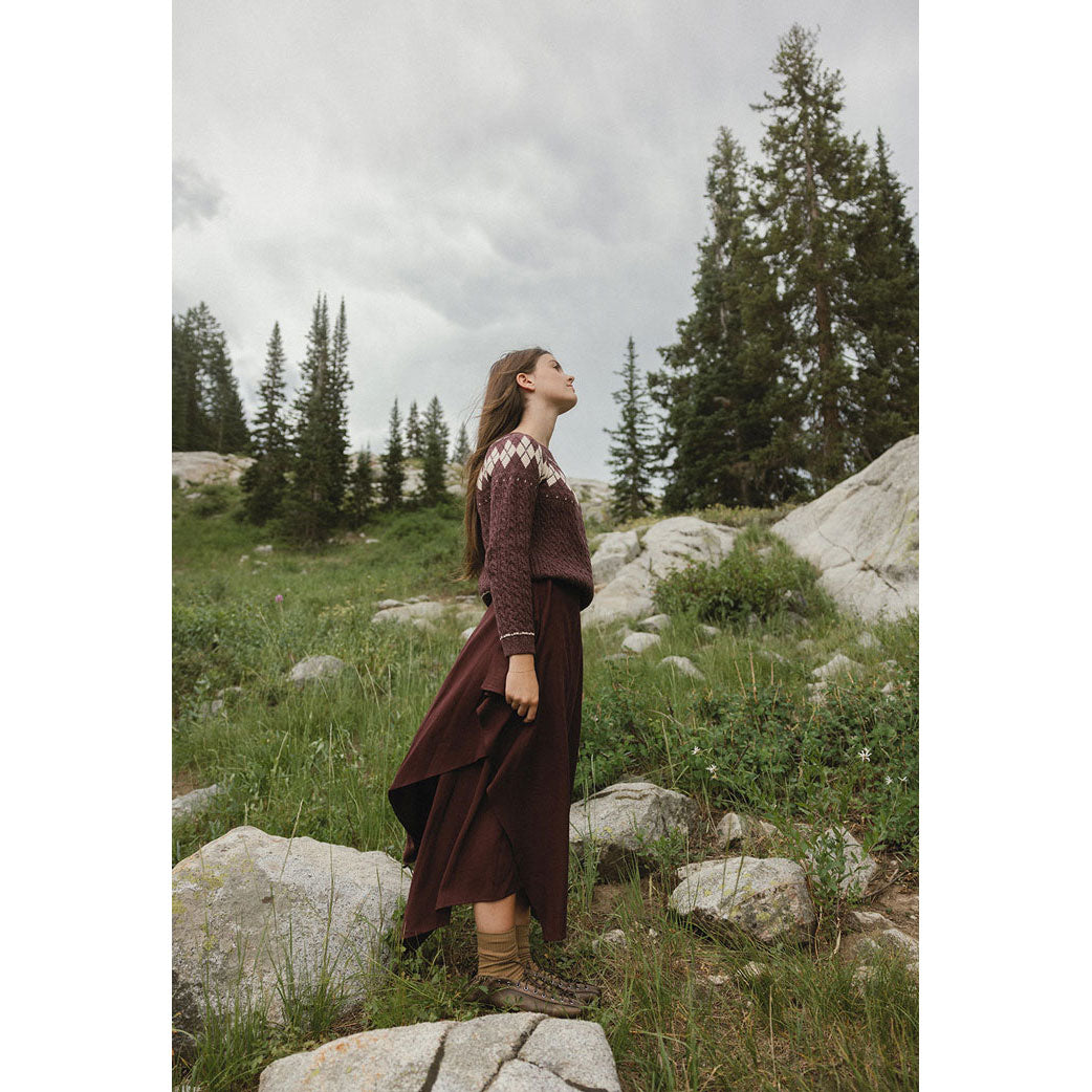 Clubhouse Wine Asymmetrical Wrap Skirt