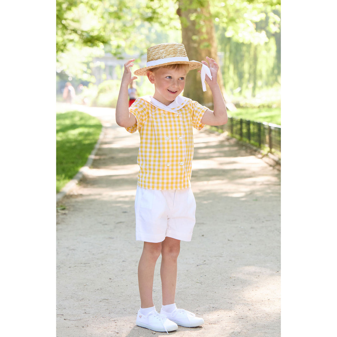 Kidiwi White Cotton Pique Adam Shorts