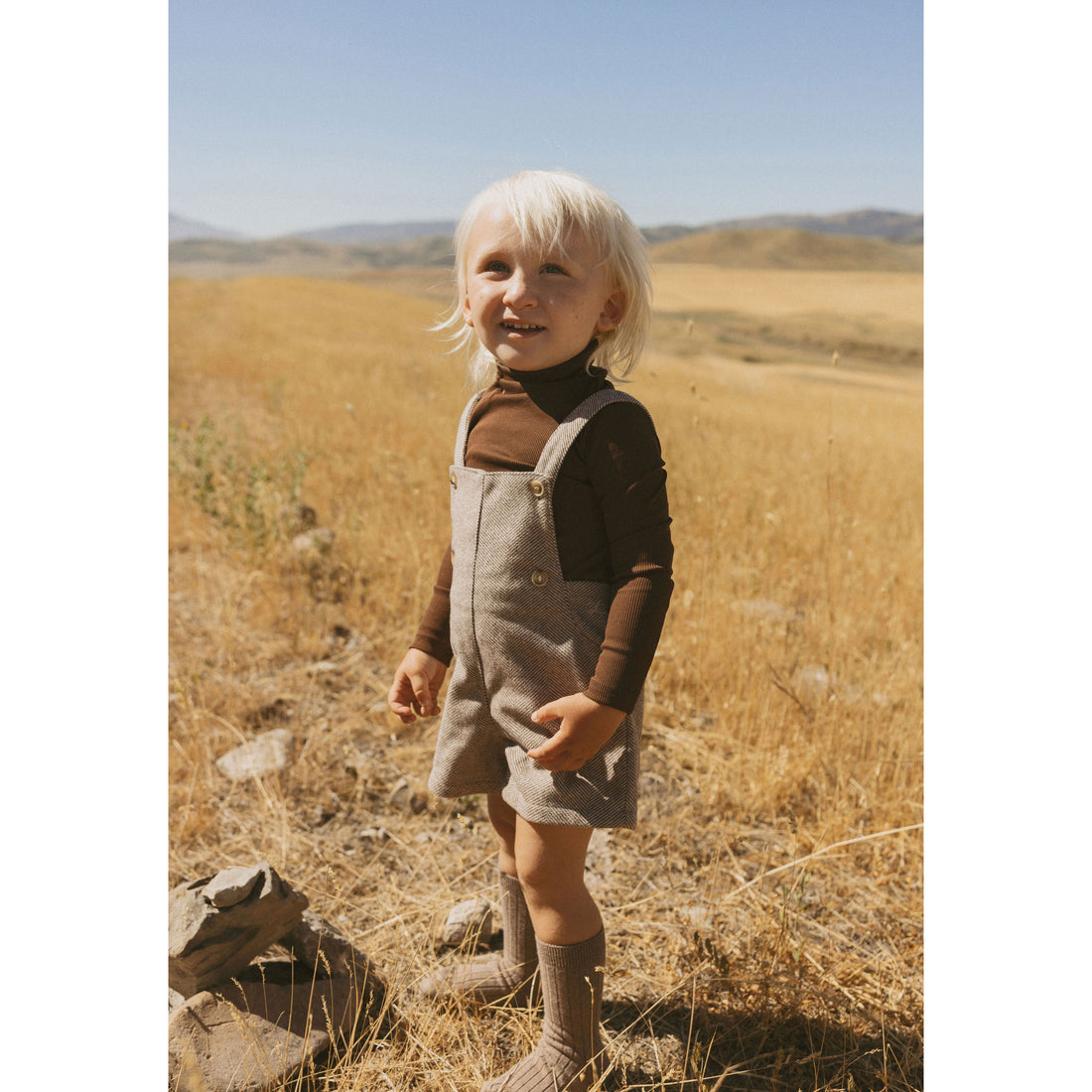 L by Ladida Brown Wool Herringbone Overalls