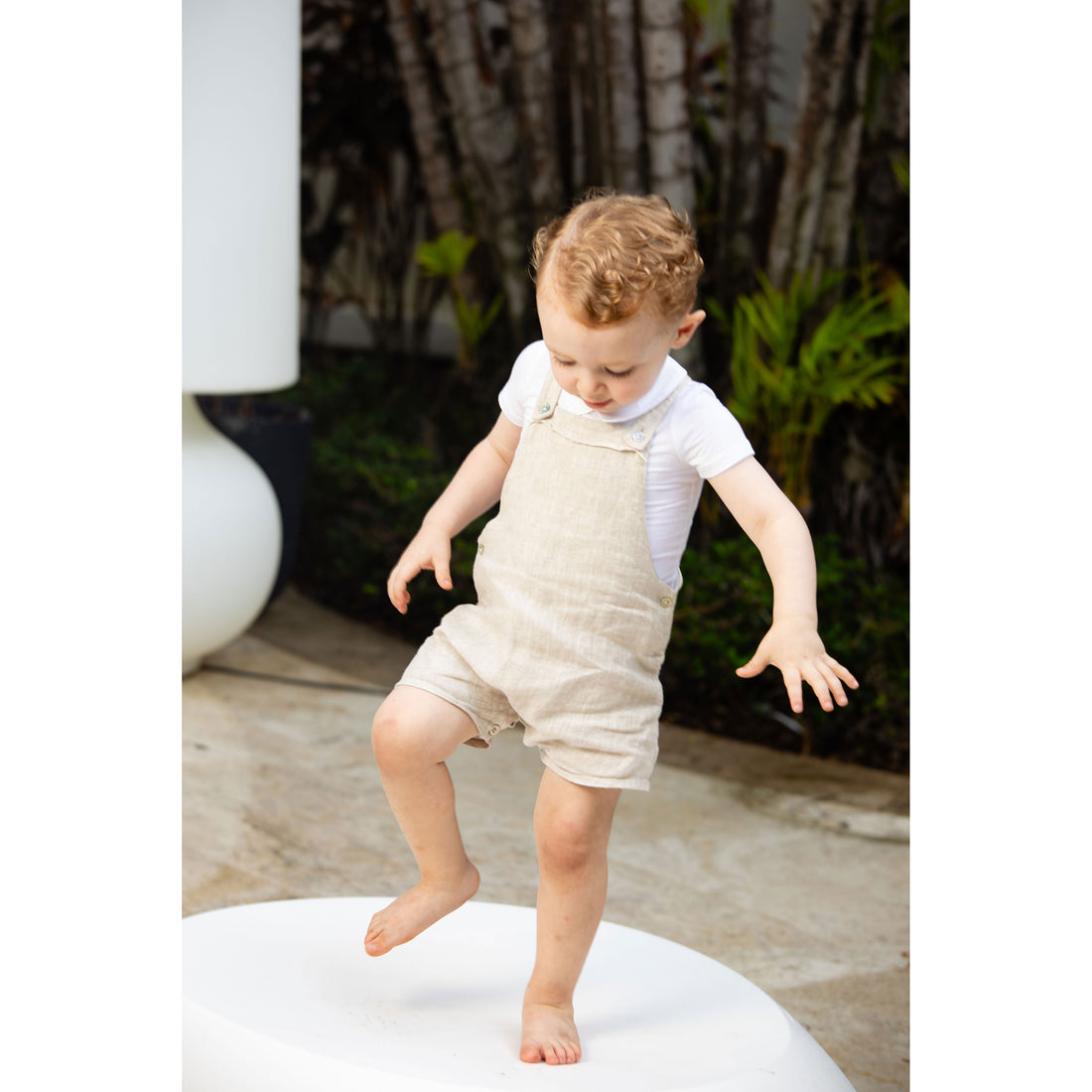 Coco Blanc Sand Linen Dressy Overalls