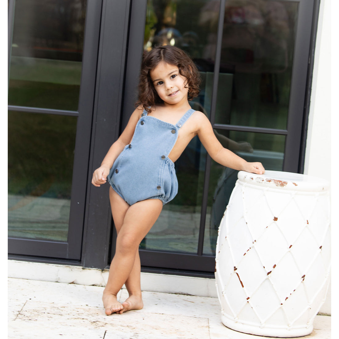 Coco Blanc Blue Denim Baby Romper