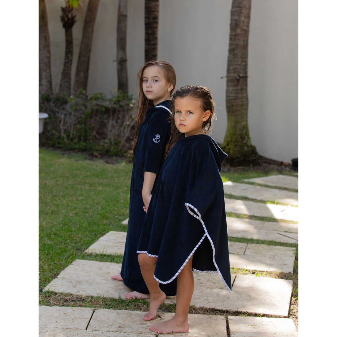 Coco Blanc Navy Terry Poncho