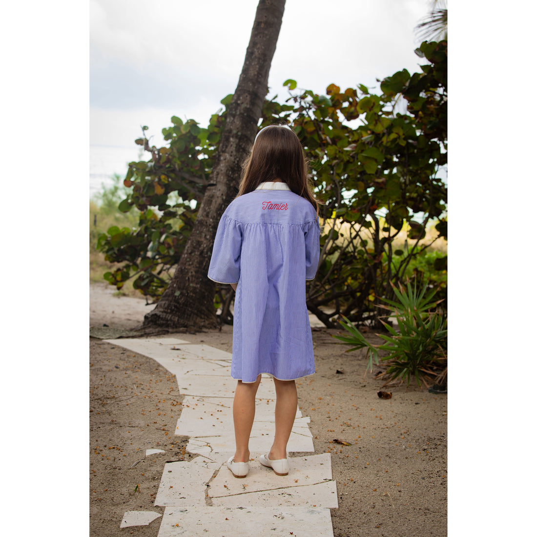 Coco Blanc Navy Striped Dress