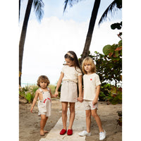 Coco Blanc Tan Striped Biker Shorts