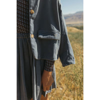 L by Ladida Blue Velvet Pleated Skirt