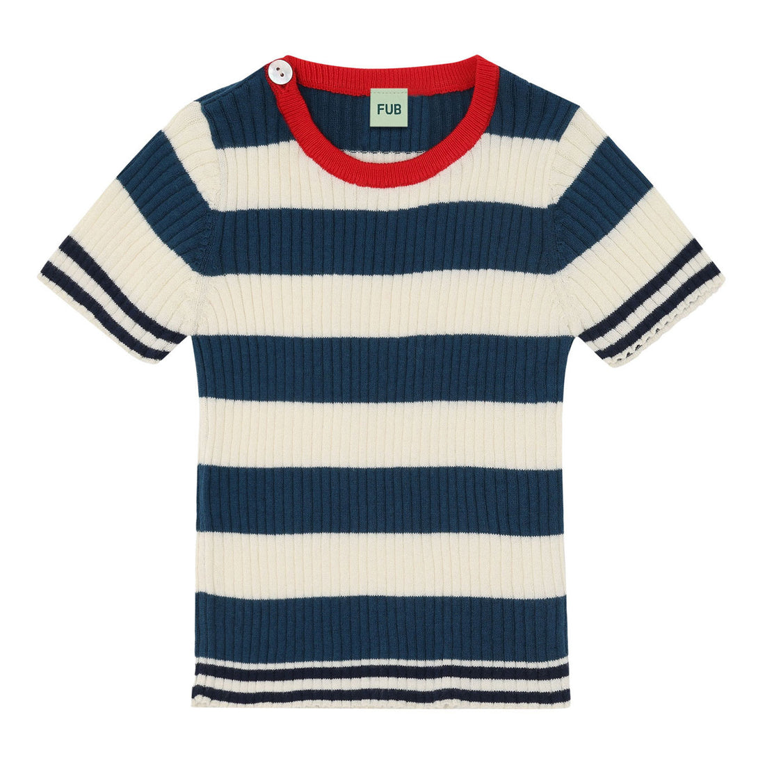 FUB Ecru/Ocean Rib Baby Tee