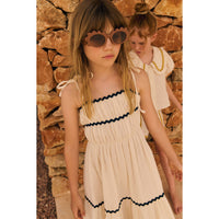 Mipounet Ecru/Navy Anette Muslin Dress
