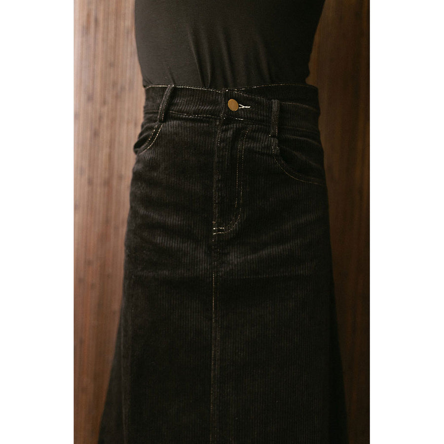 and tmrw Black Corduroy Maxi Skirt