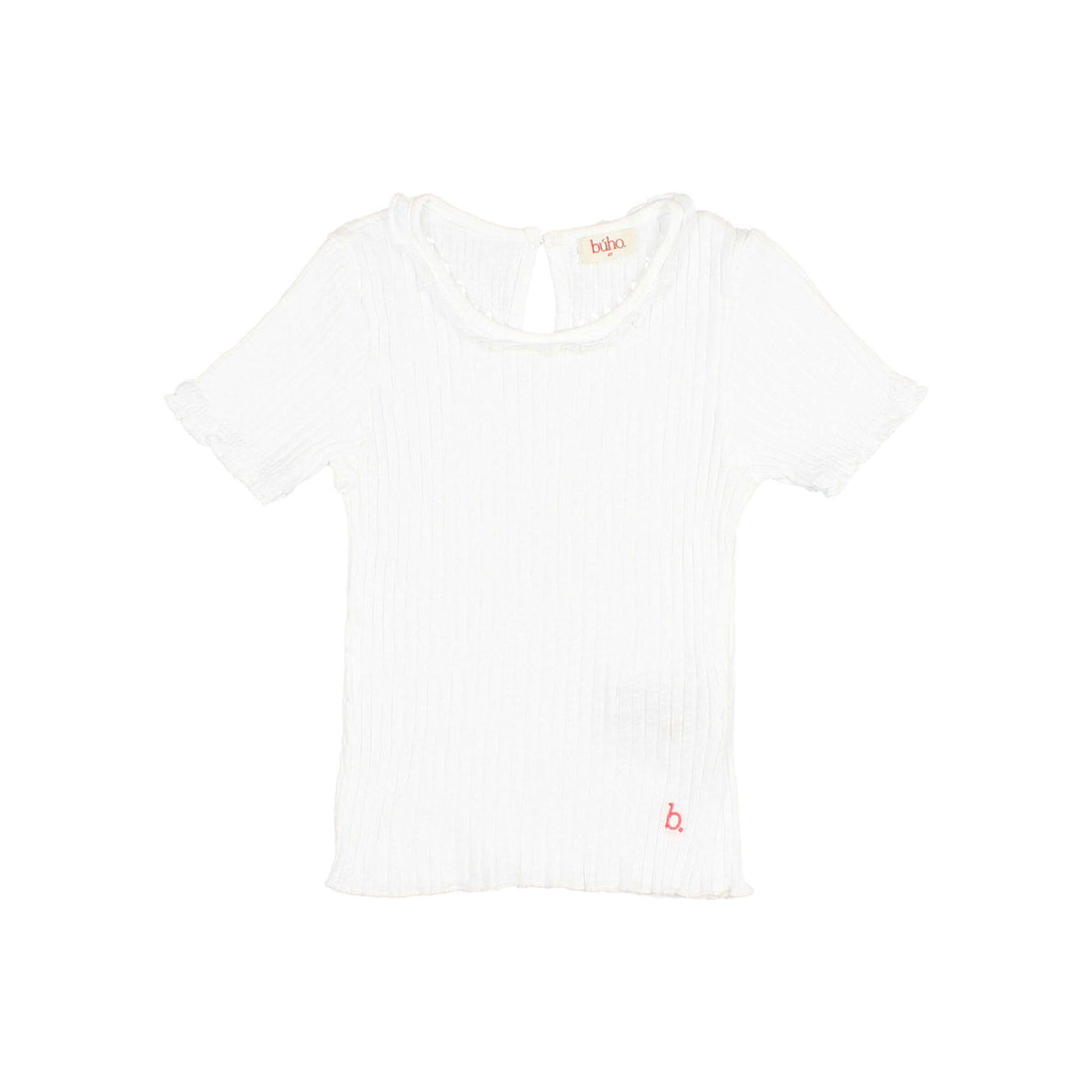 Buho White Rib Collar T-Shirt