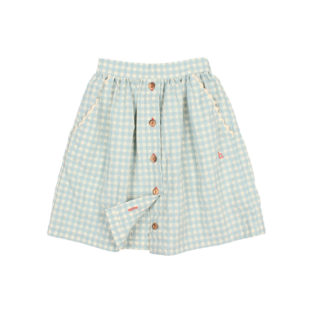 Buho Aqua Gingham Midi Skirt