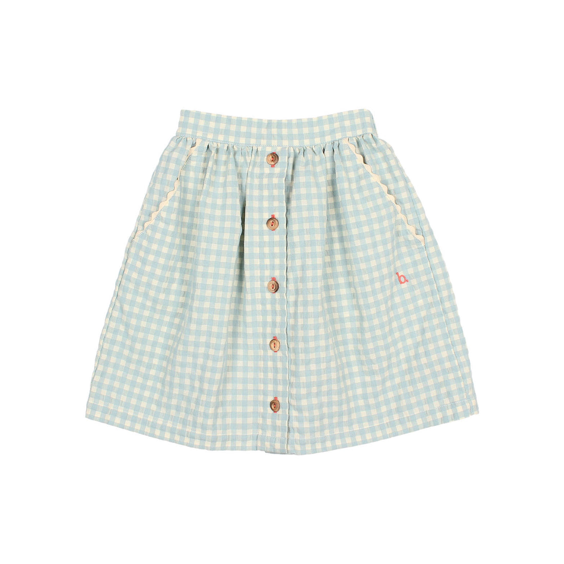 Buho Aqua Gingham Midi Skirt