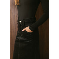 and tmrw Black Corduroy Maxi Skirt
