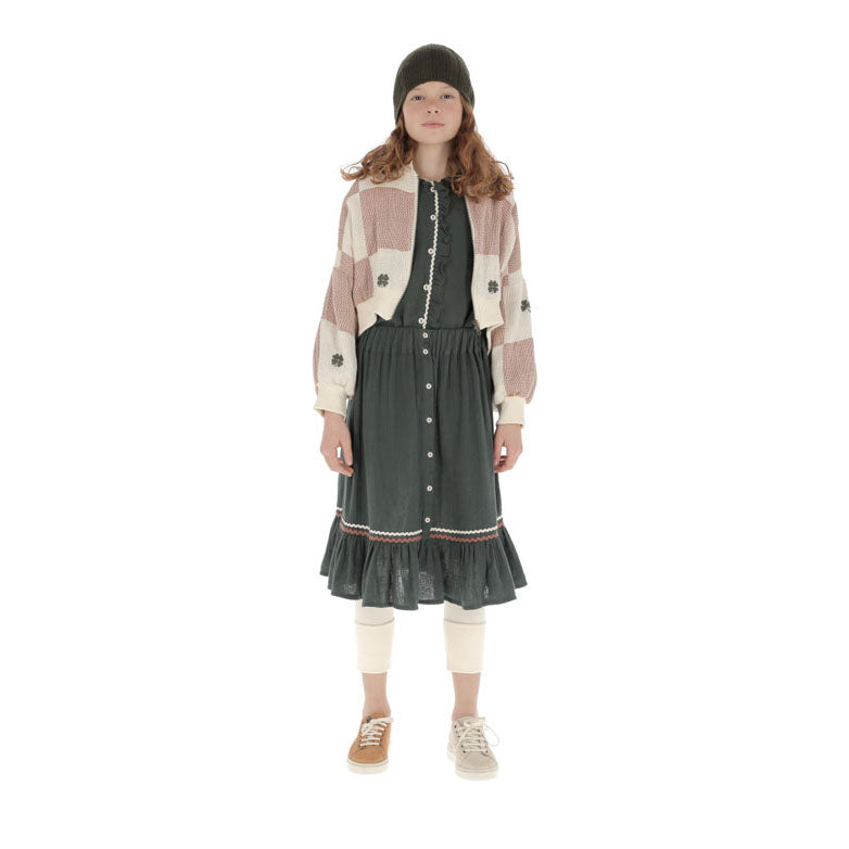 Belle Chiara Green Mousseline Botons Skirt